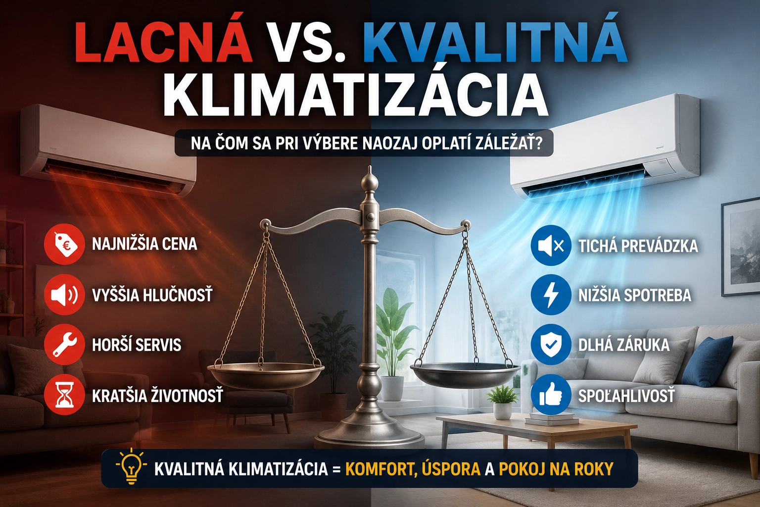 Lacná verzus Drahšia klimatizácia